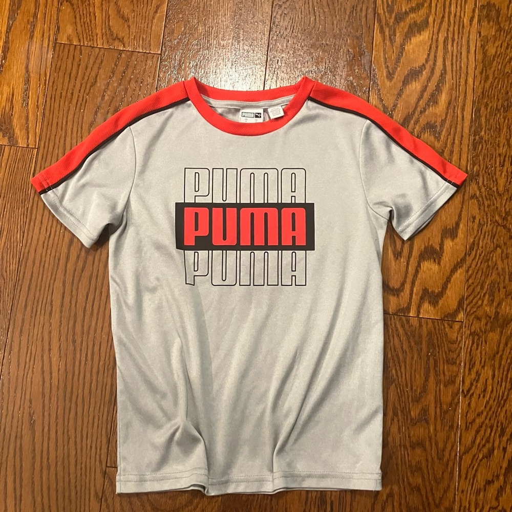 PUMA Kids Silver and Red Tee